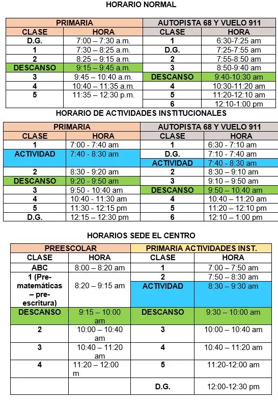 Horarios de clases